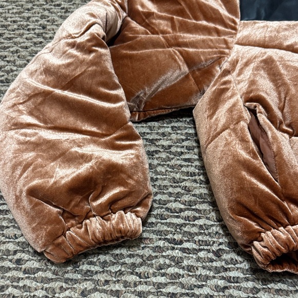 Celebrity Pink rust Brown and Black Puffer Jacket - Picture 3 of 9